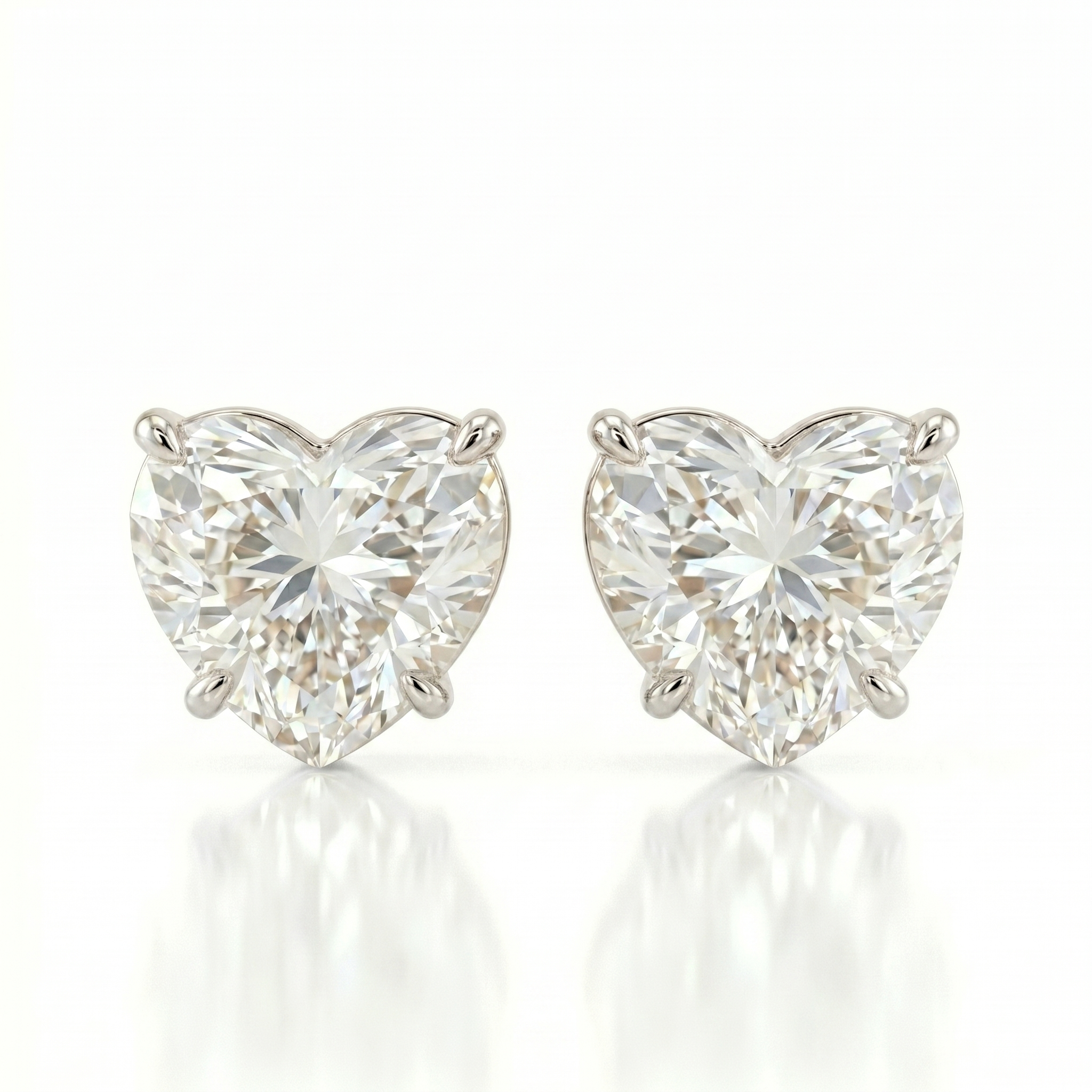 Heart solitaire studs - Lotus setting