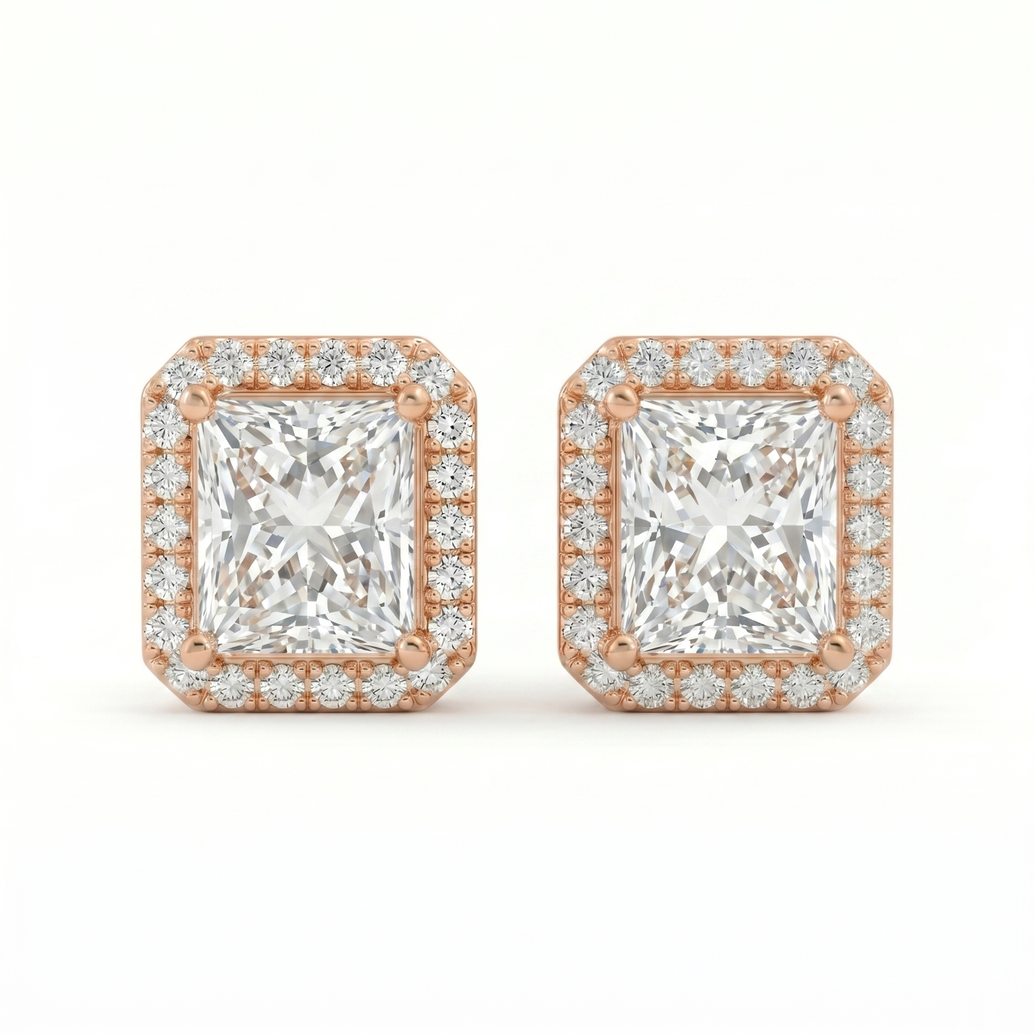 Princess Halo Studs - Basket Setting