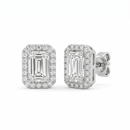 Emerald Halo Studs - Basket Setting