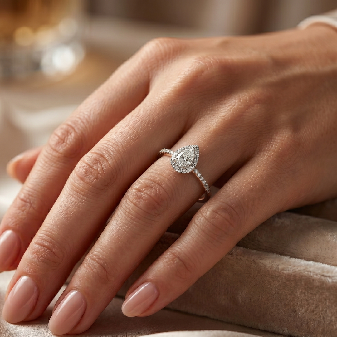 Pear Halo Ring - 0.5ct