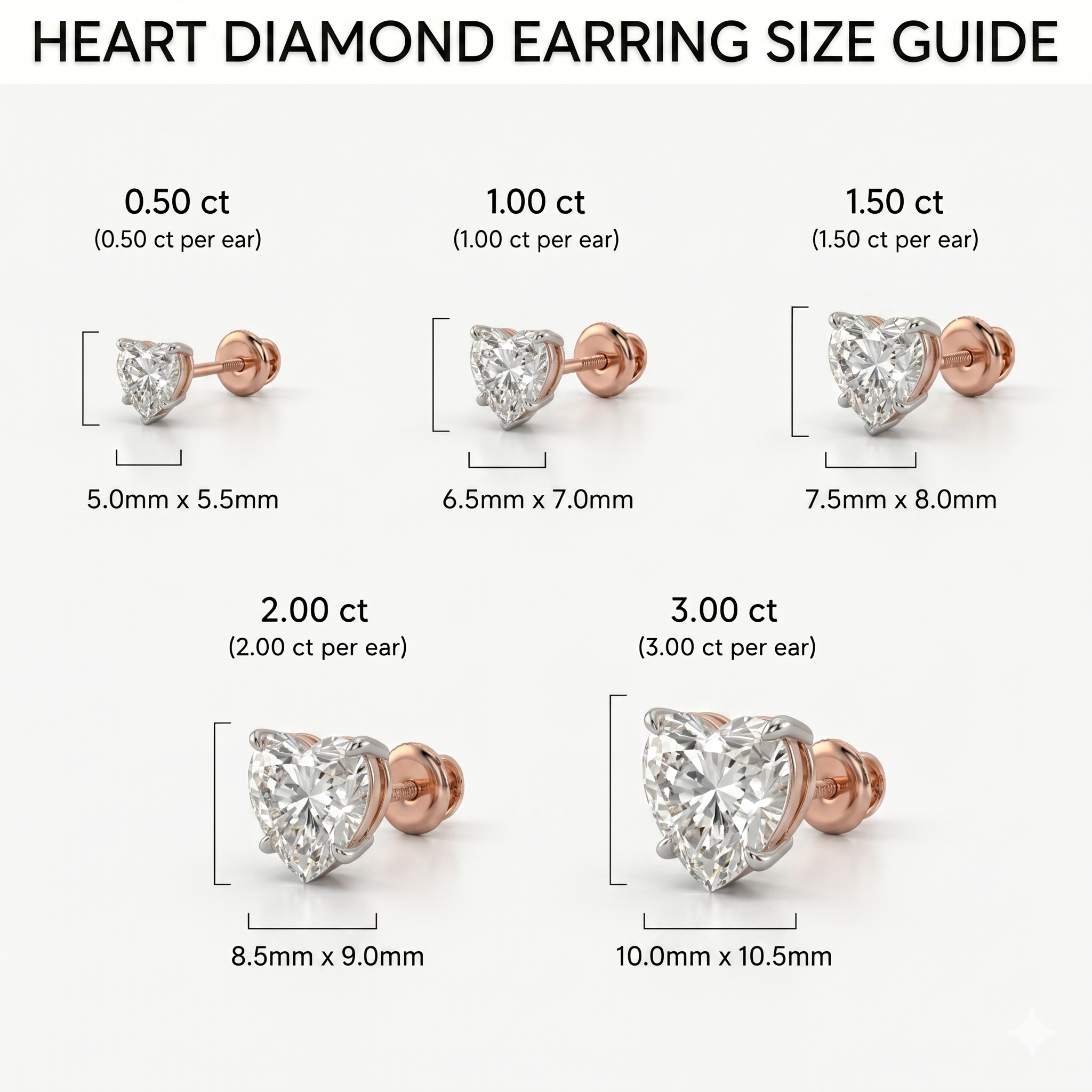 Heart studs - Basket setting