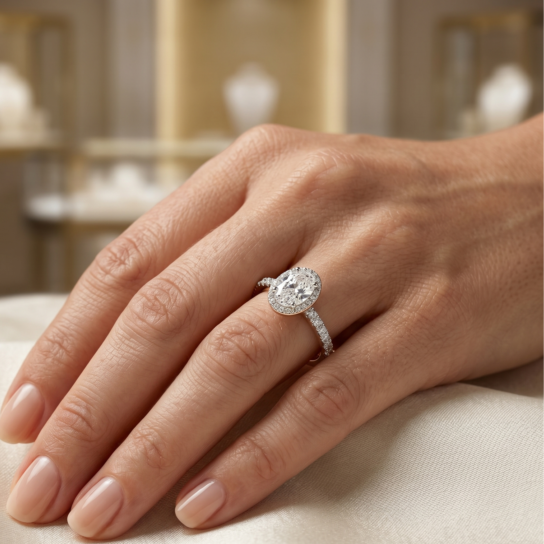 Oval Halo Ring - 1ct