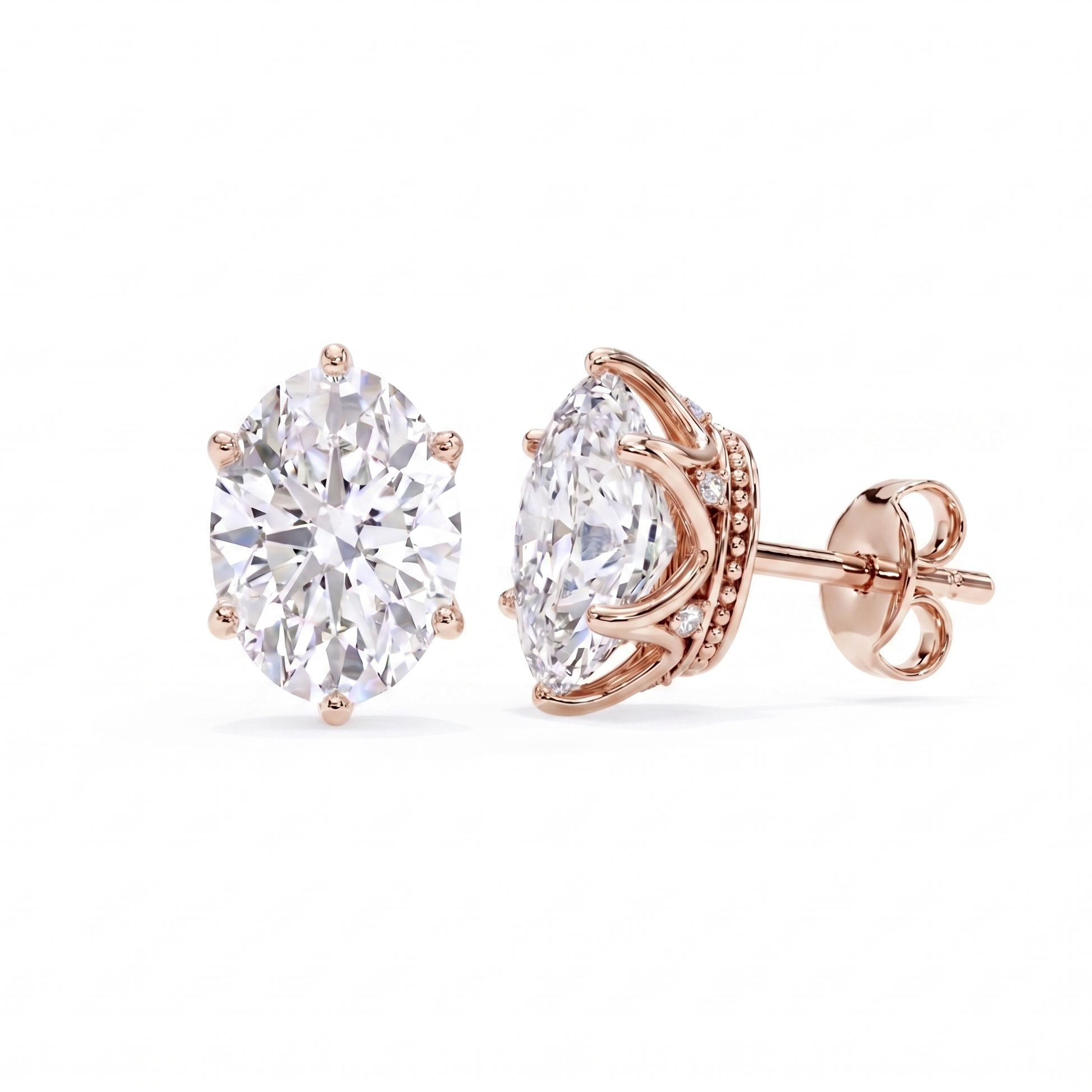 Oval studs - Crown setting