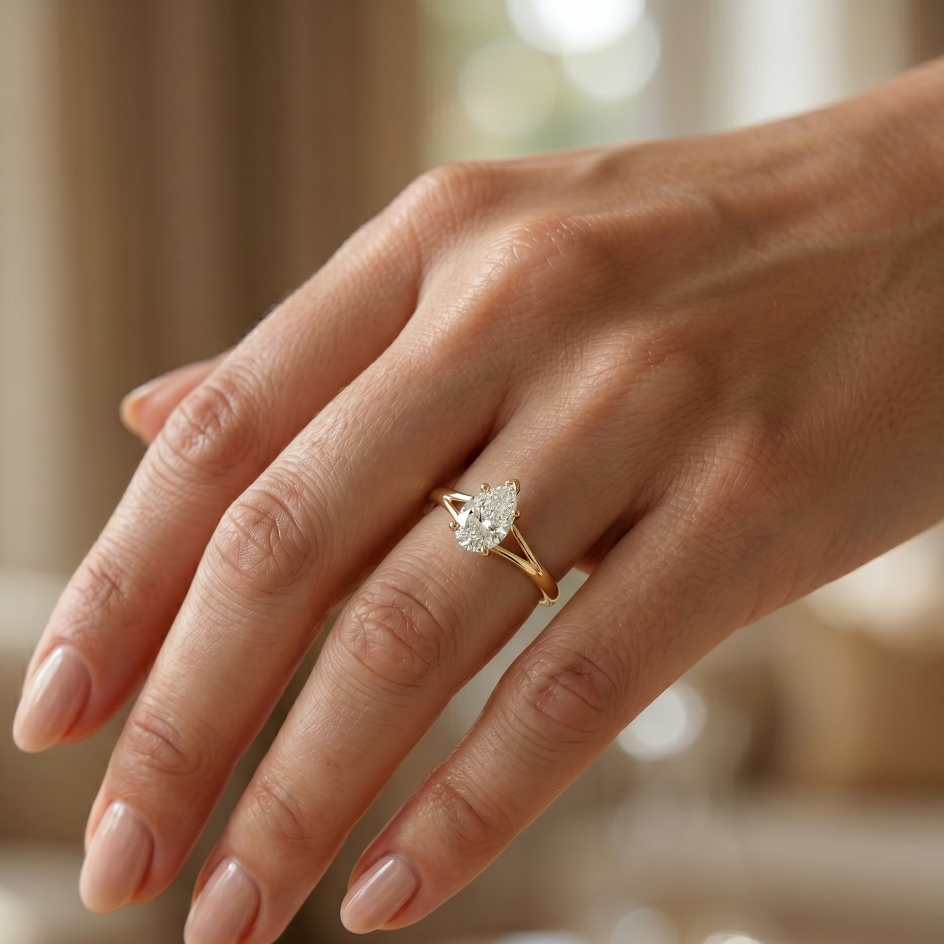 Split Band Ring - Pear 1 ct