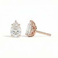 Pear solitaire studs - Lotus setting