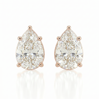 Pear solitaire studs - Lotus setting