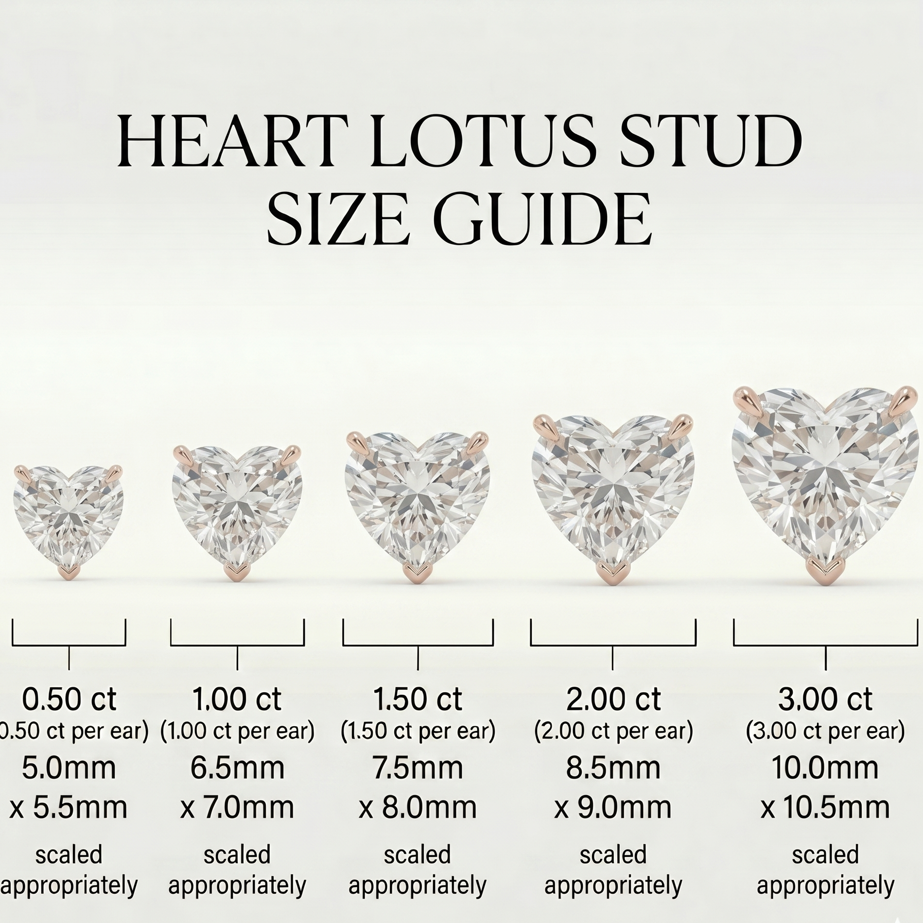 Heart solitaire studs - Lotus setting