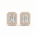 Emerald Halo Studs - Basket Setting