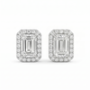 Emerald Halo Studs - Basket Setting