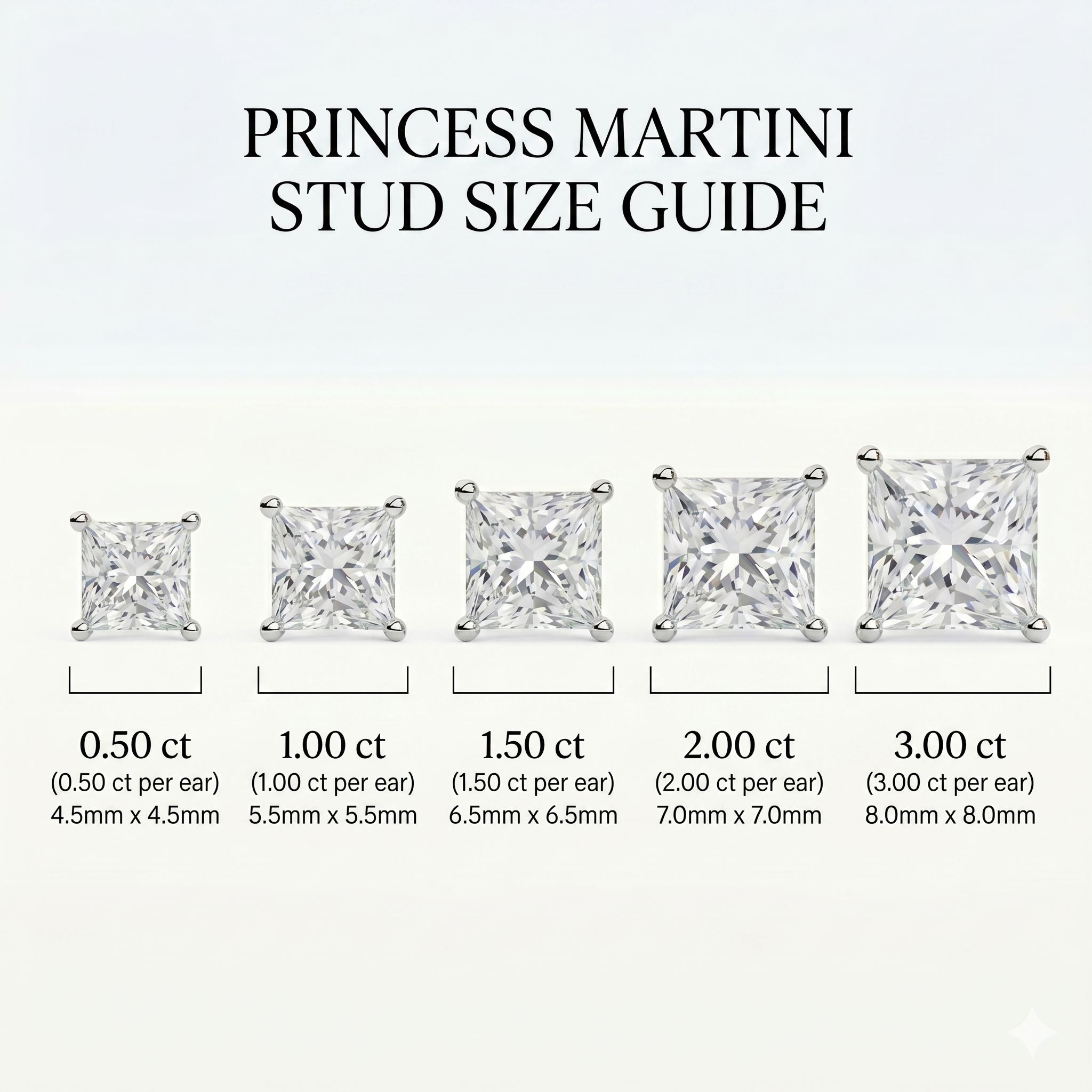 Princess Studs - Martini Setting