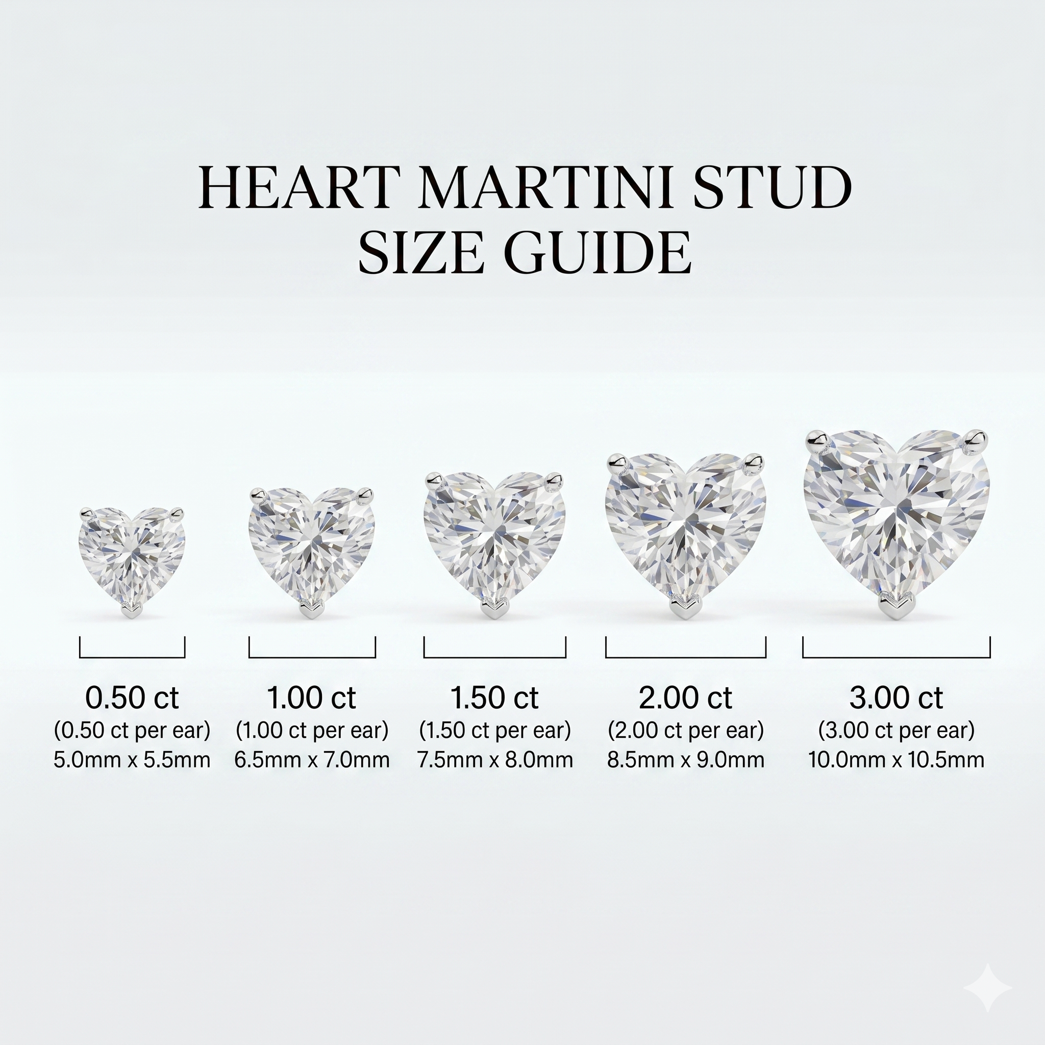 Heart Studs - Martini Setting