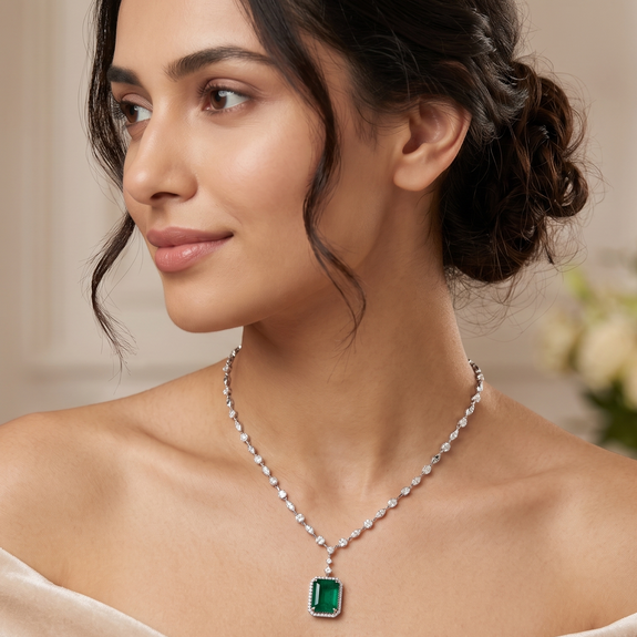 Emerald Path Drop Necklace