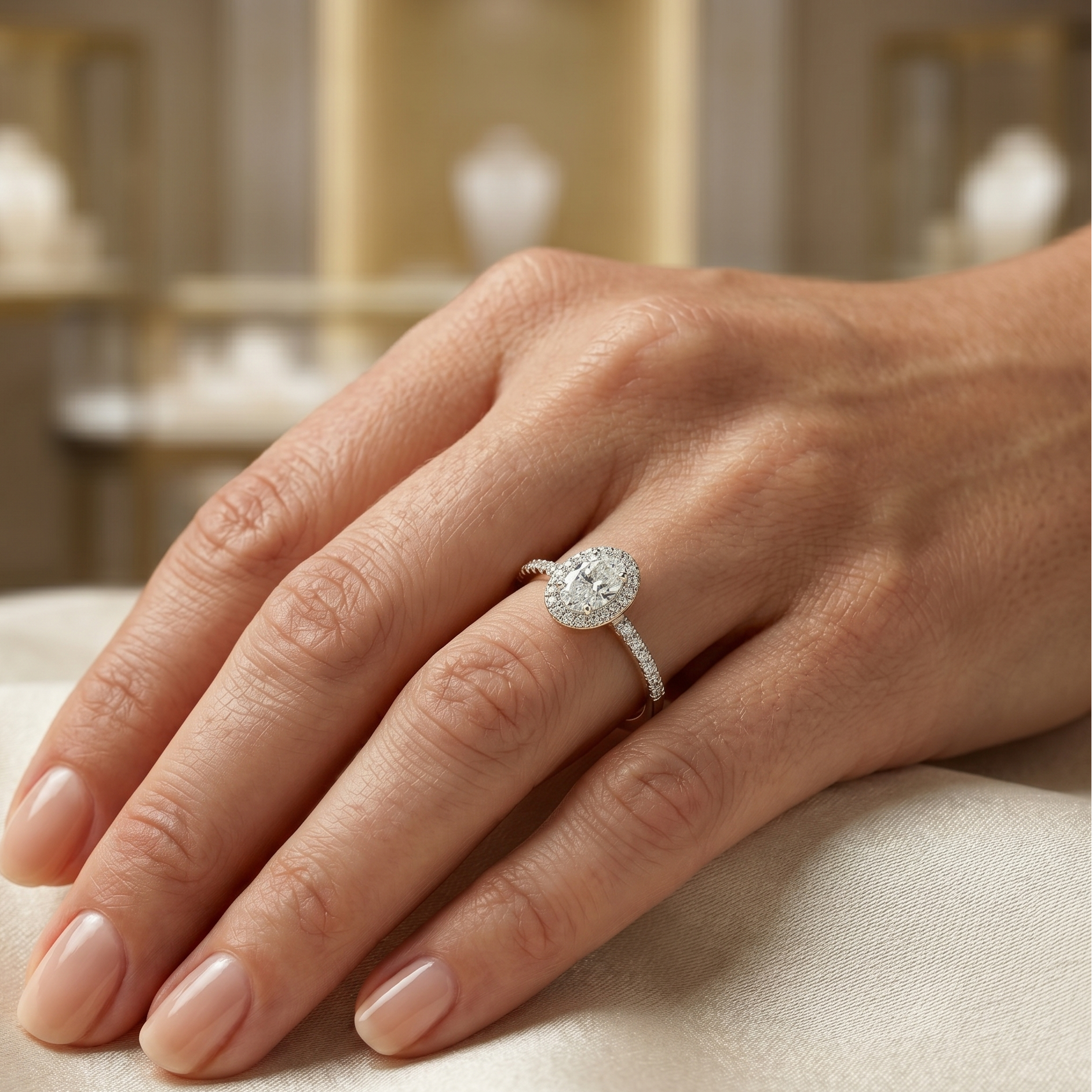 Oval Halo Ring - 0.5ct