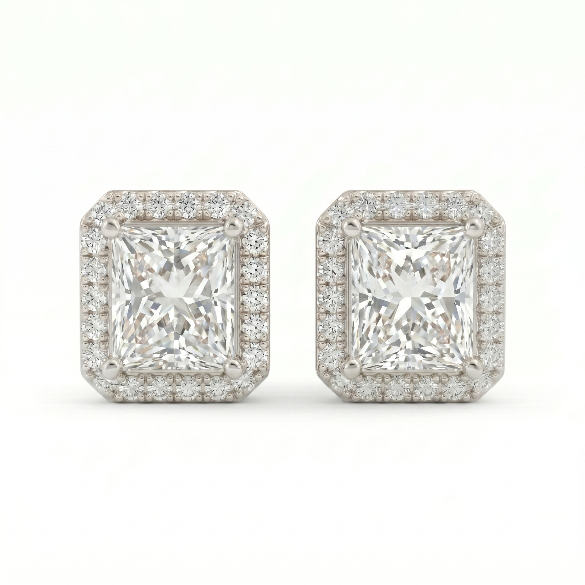 Princess Halo Studs - Basket Setting