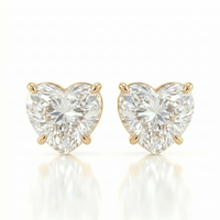 Heart solitaire studs - Lotus setting