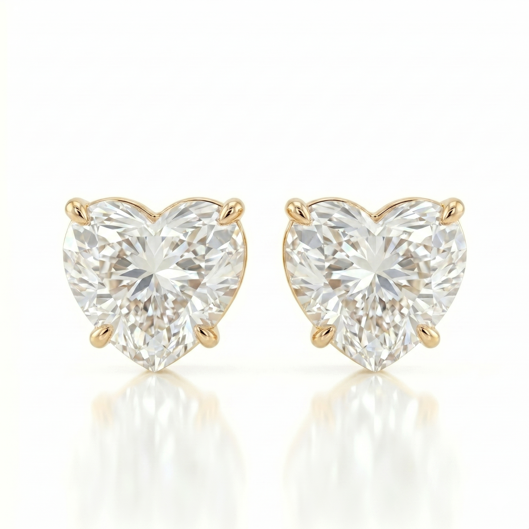 Heart solitaire studs - Lotus setting
