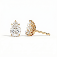 Pear solitaire studs - Lotus setting