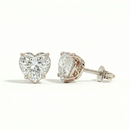 Heart solitaire studs - Lotus setting