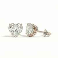 Heart solitaire studs - Lotus setting