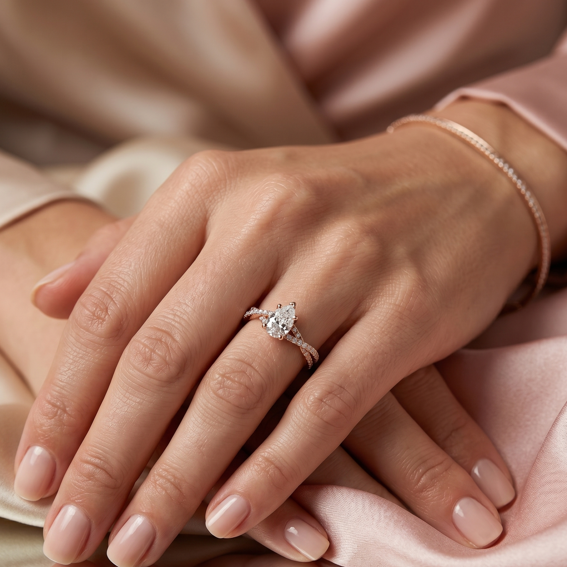 Twist Solitaire Ring - Pear 0.5ct