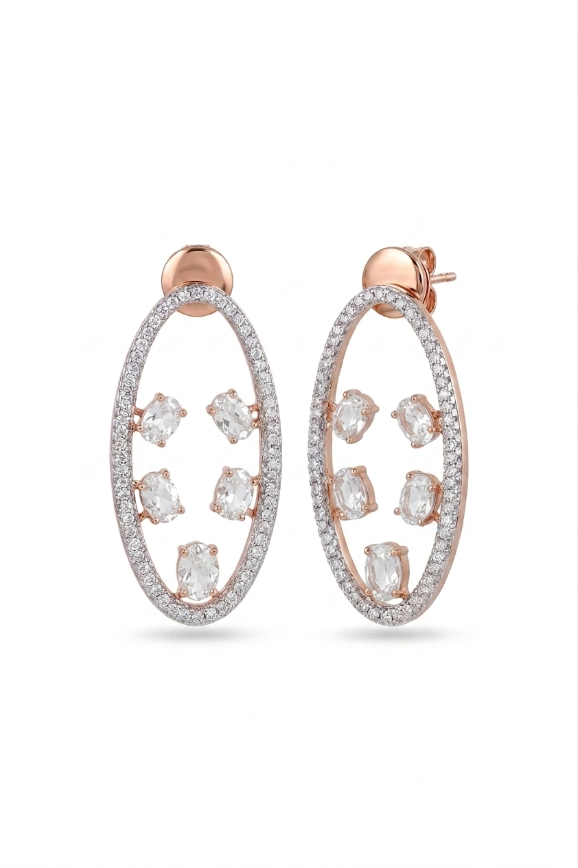 Oval Aura Polki Hoops