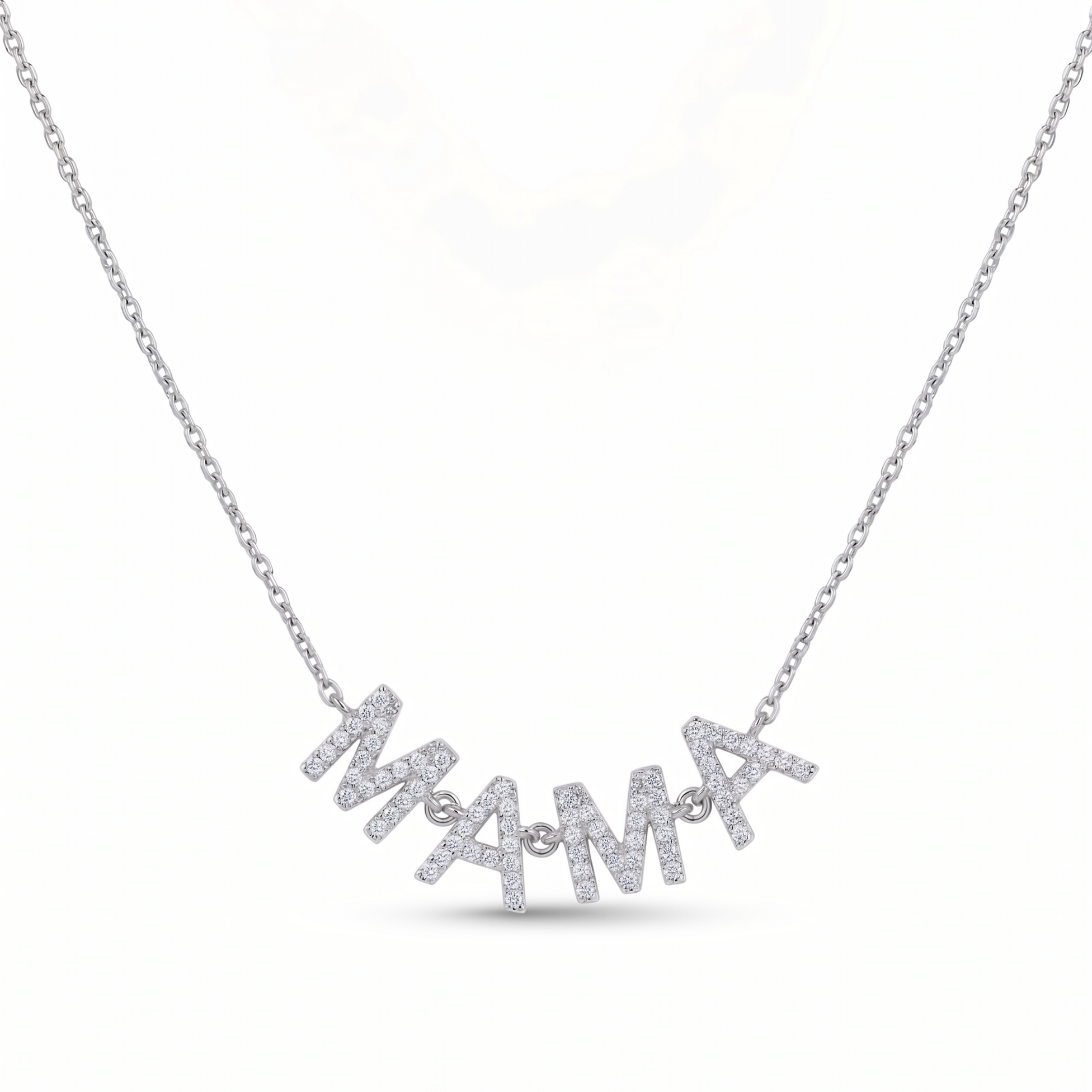 Diamond MAMA Initial Station Necklace.