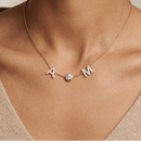 Dual Initial Diamond Bezel Necklace