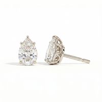 Pear solitaire studs - Lotus setting