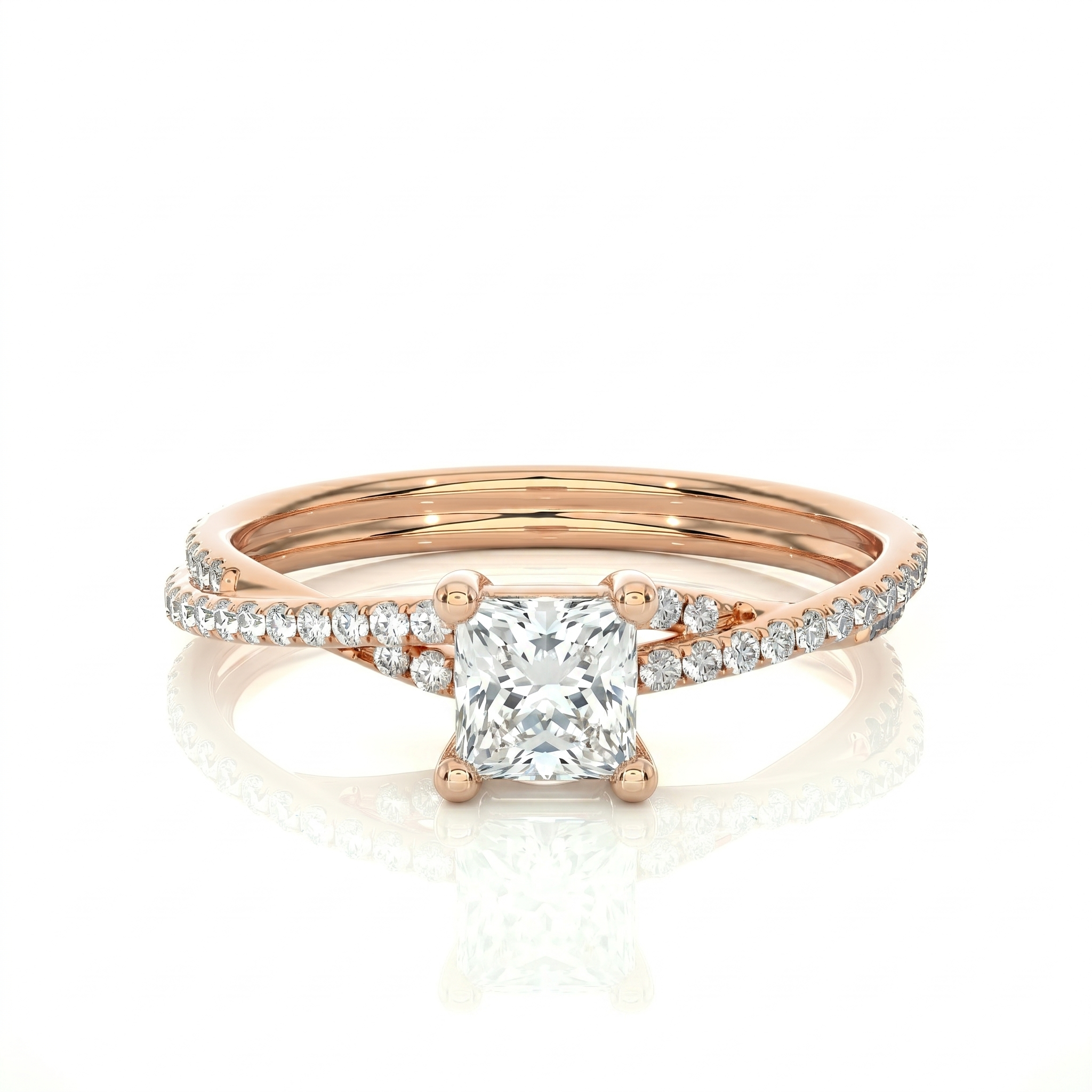 Twist Solitaire Ring - Princess 0.5ct