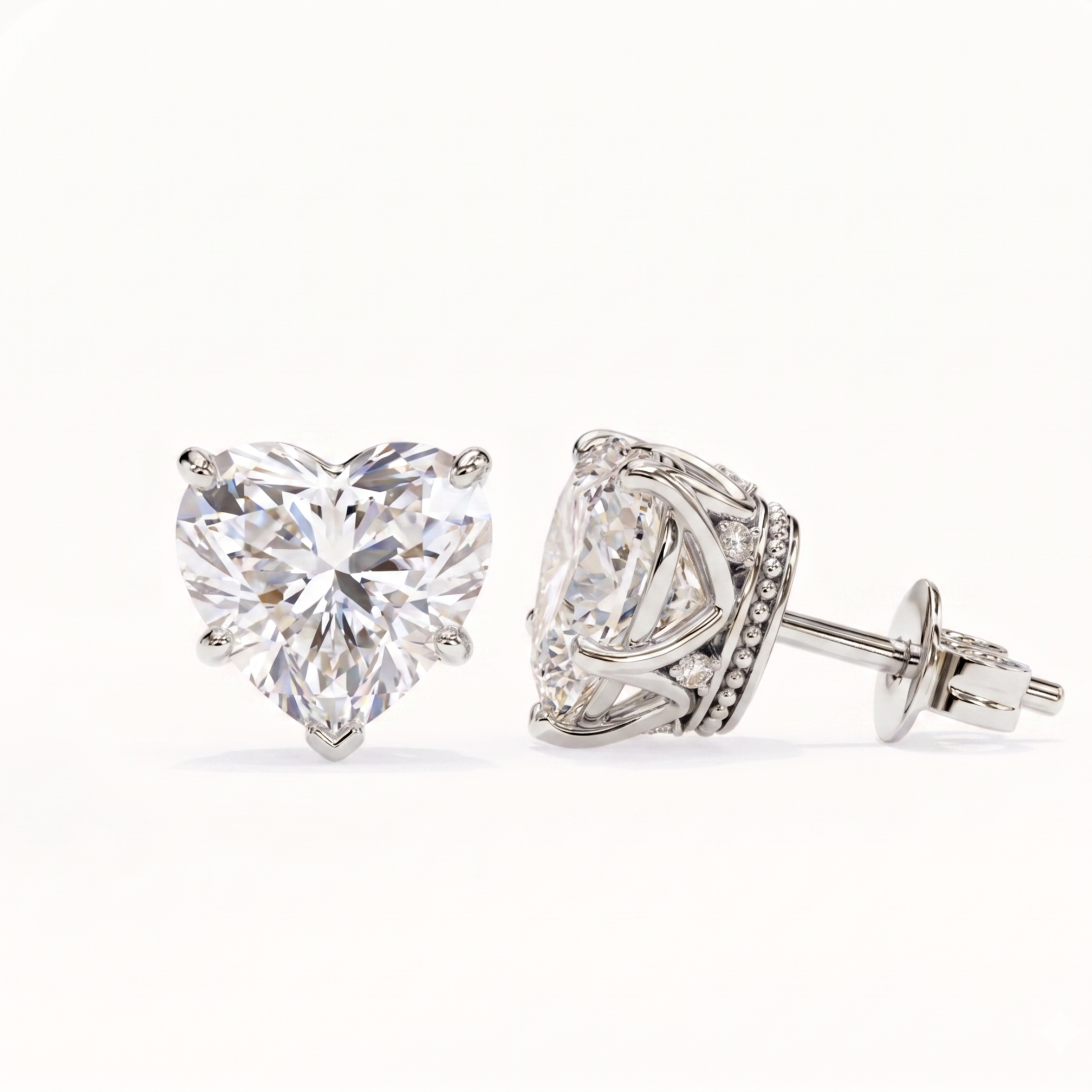 Heart studs - Crown setting