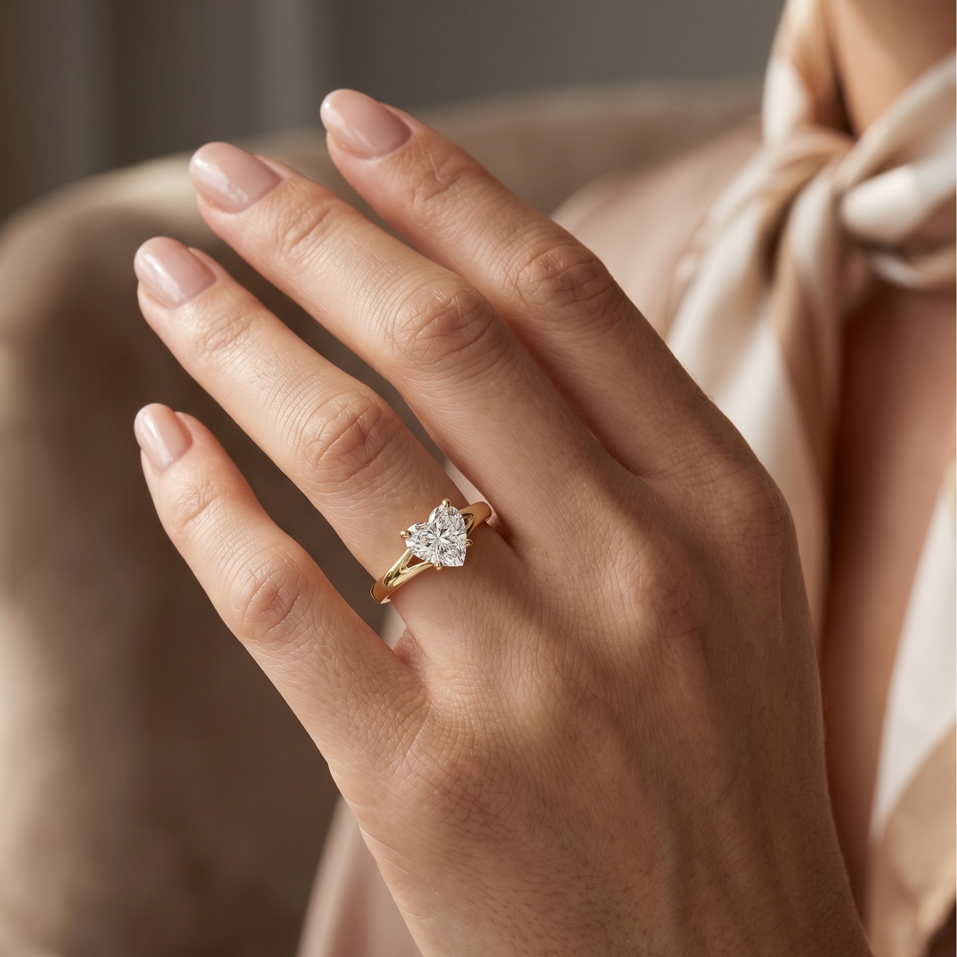 Split Band Ring - Heart 1ct