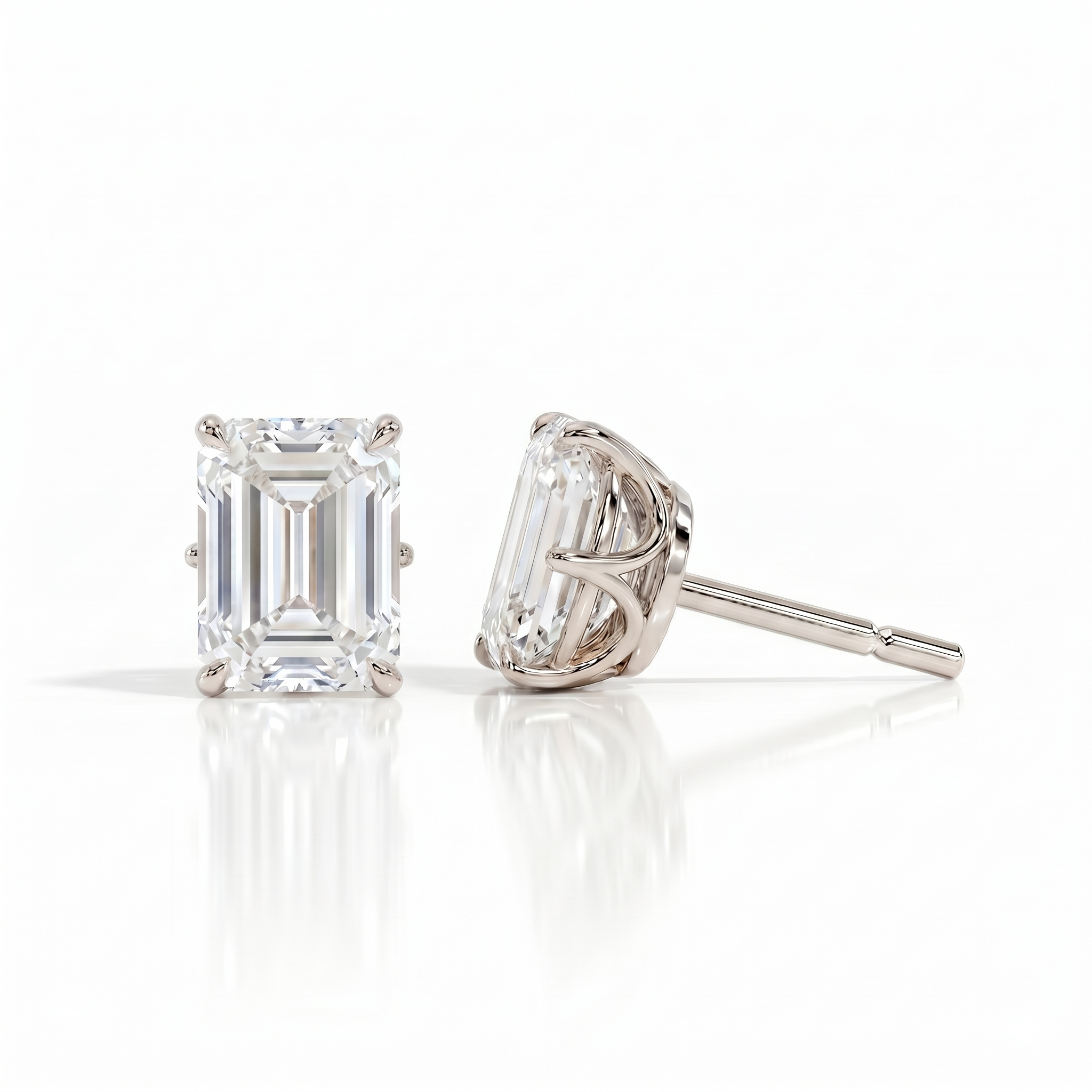 Emerald studs - Lotus setting