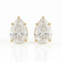 Pear solitaire studs - Lotus setting