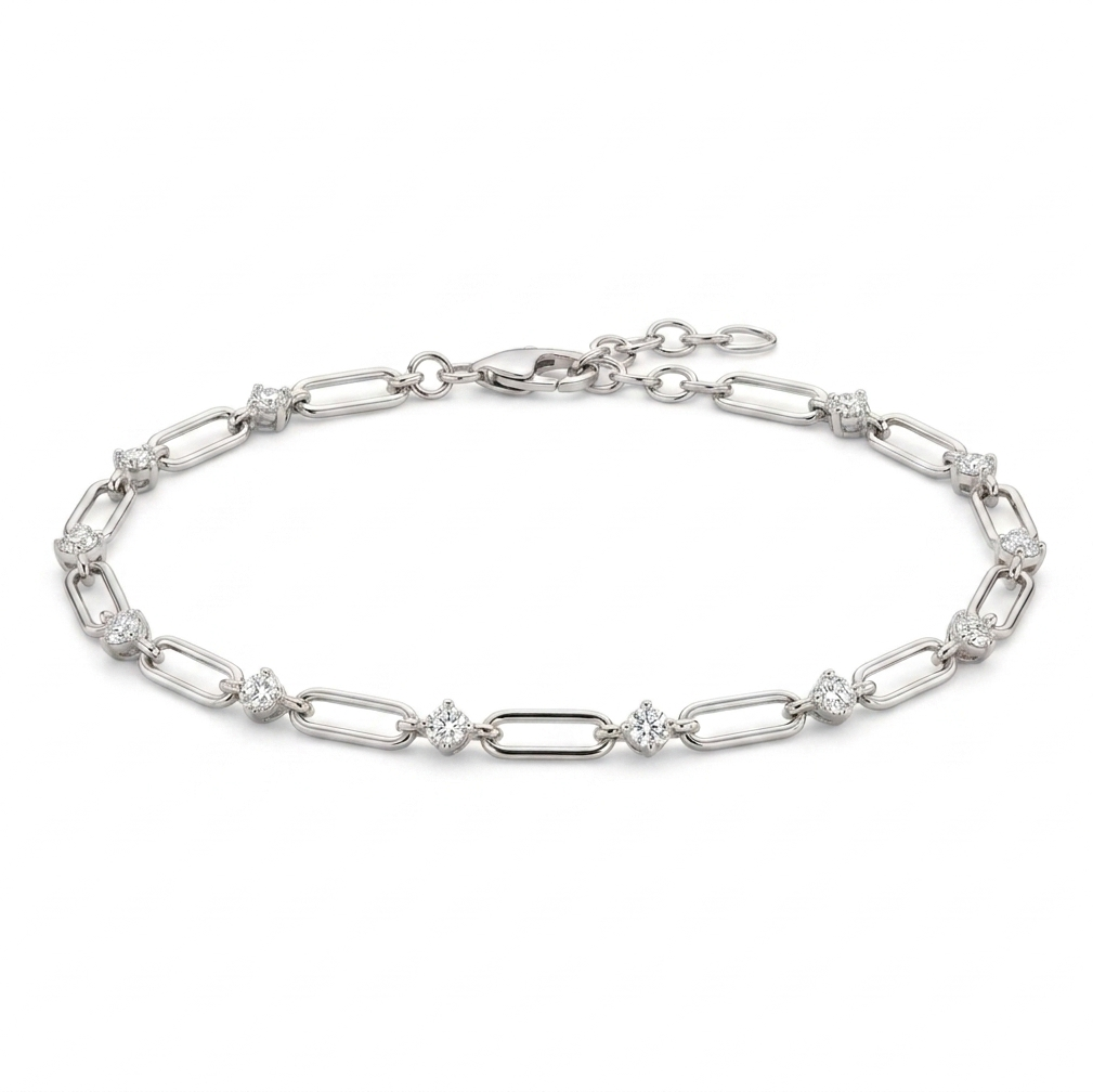 Trombone Diamond Station Bracelet