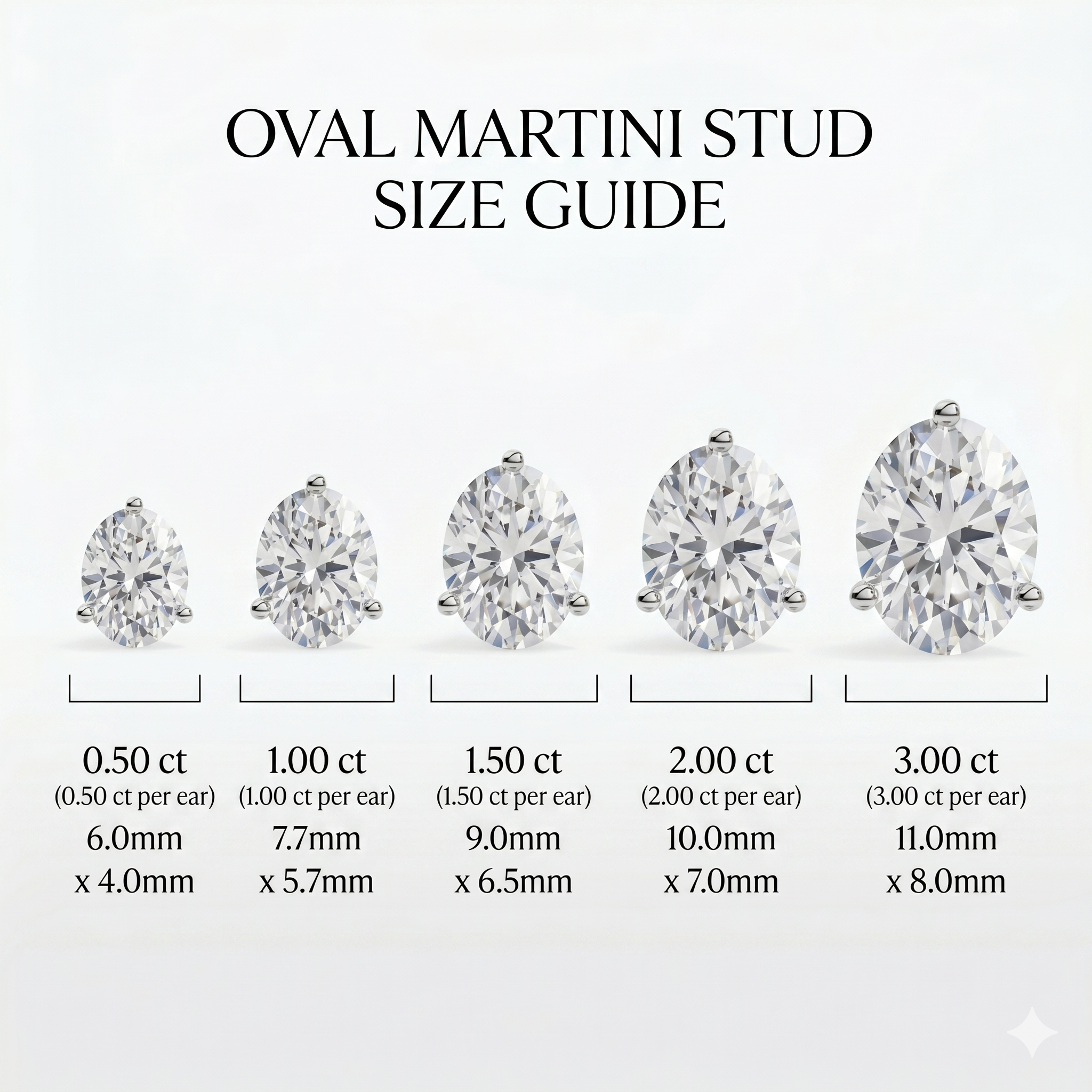 Oval Studs - Martini Setting