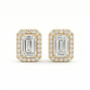 Emerald Halo Studs - Basket Setting