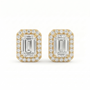 Emerald Halo Studs - Basket Setting