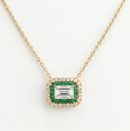 Double Halo Emerald Necklace