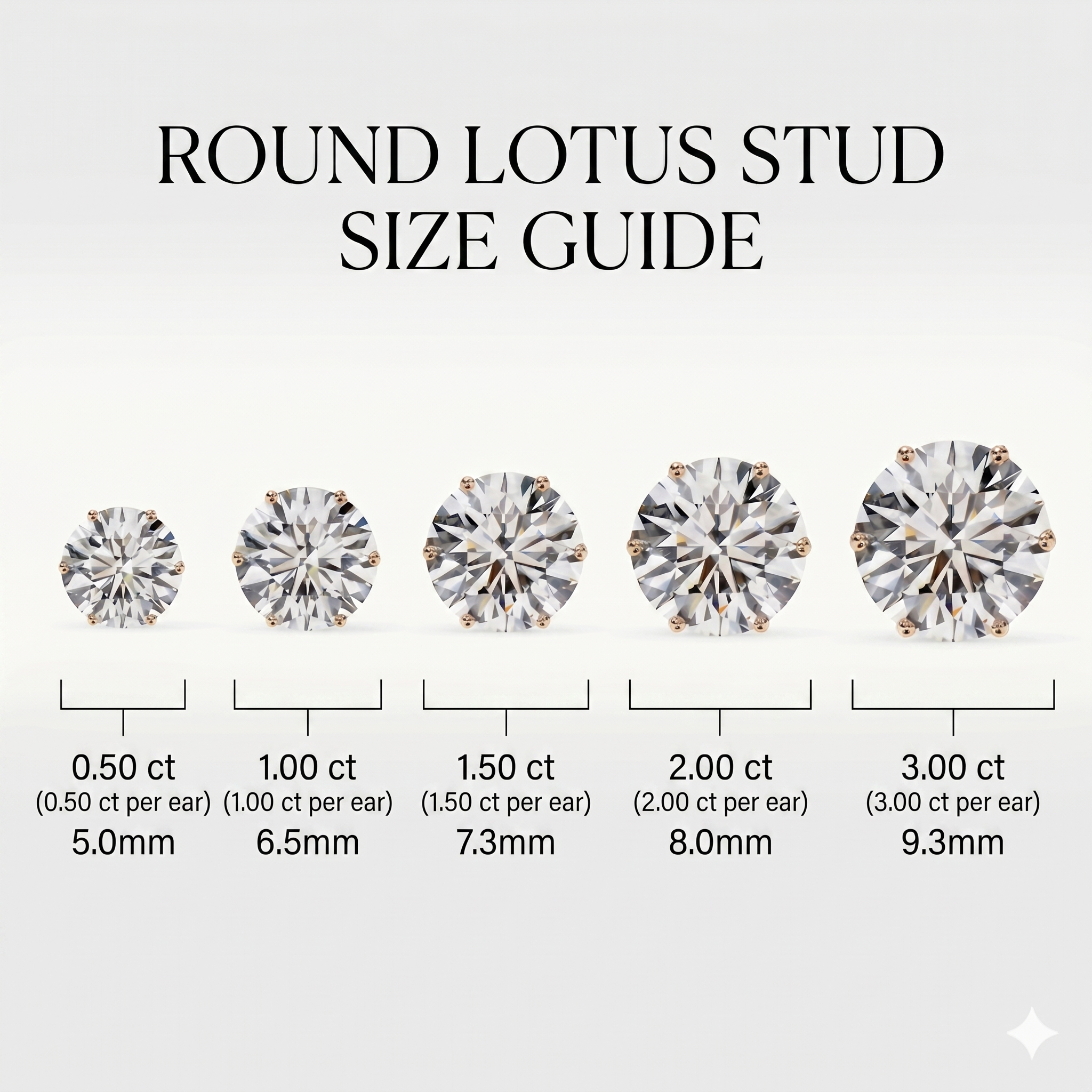 Round solitaire studs - Lotus setting
