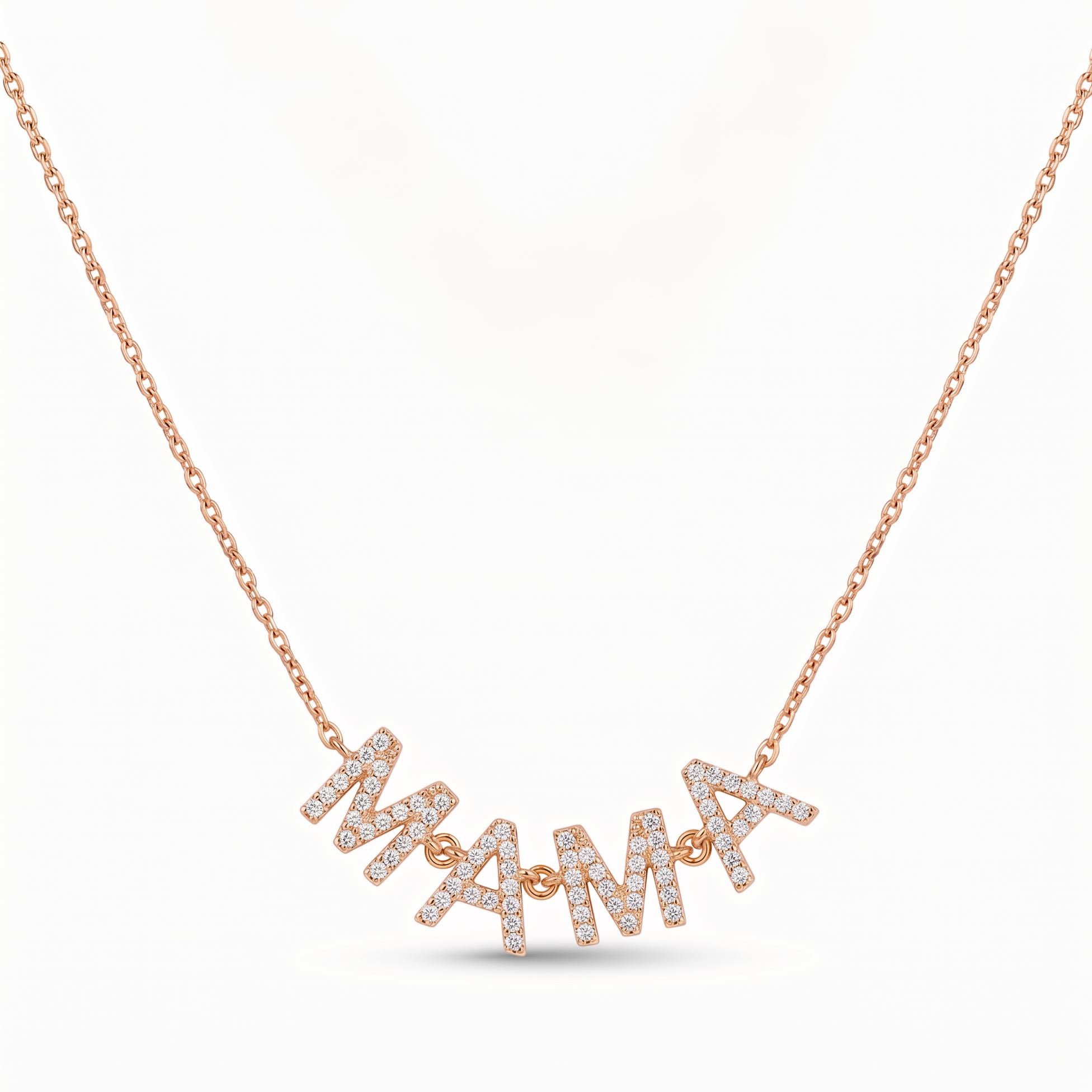 Diamond MAMA Initial Station Necklace.