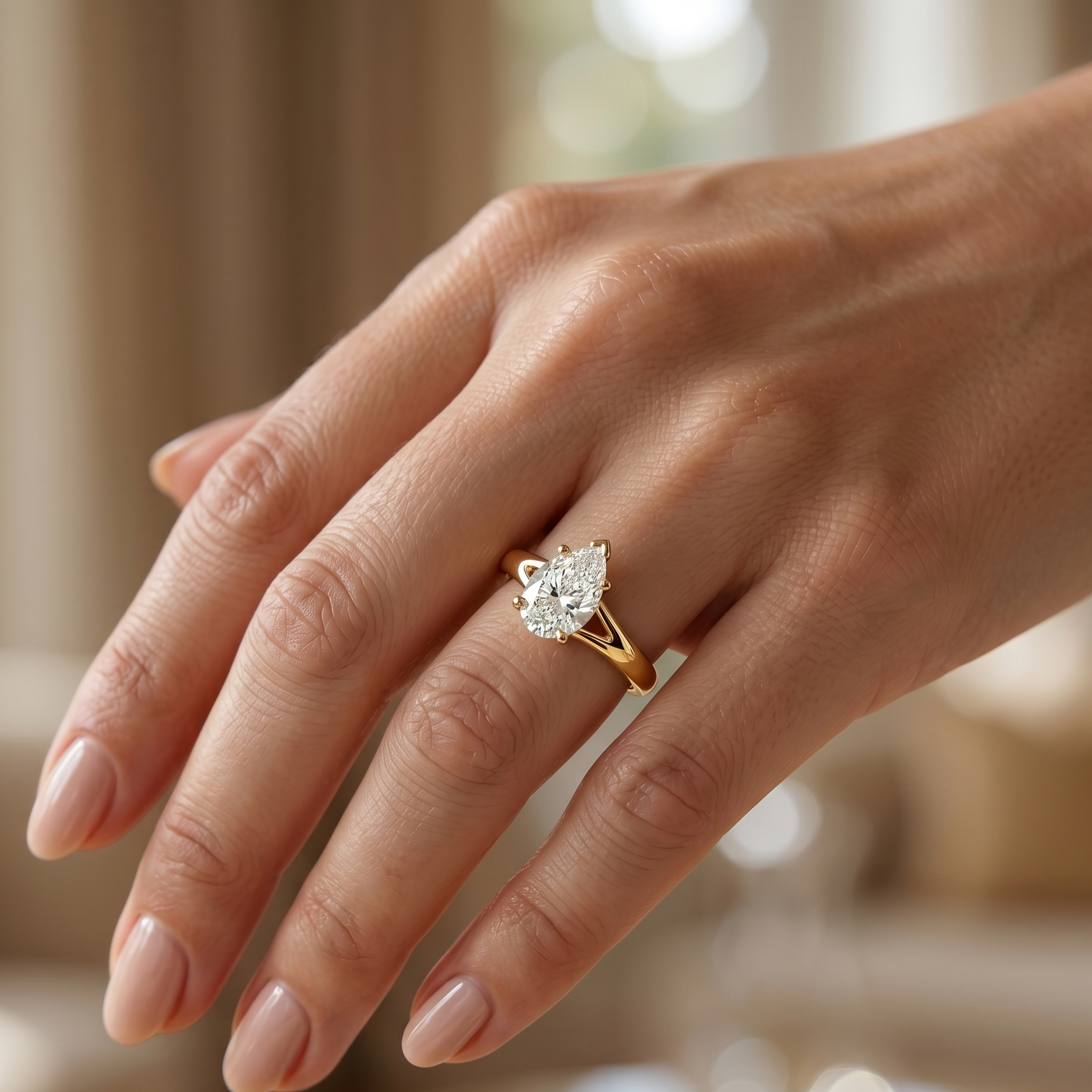 Split Band Ring - Pear 1.5ct