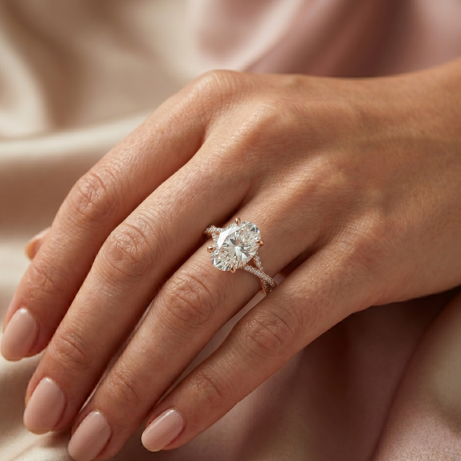 Twist Solitaire Ring - Oval 2ct