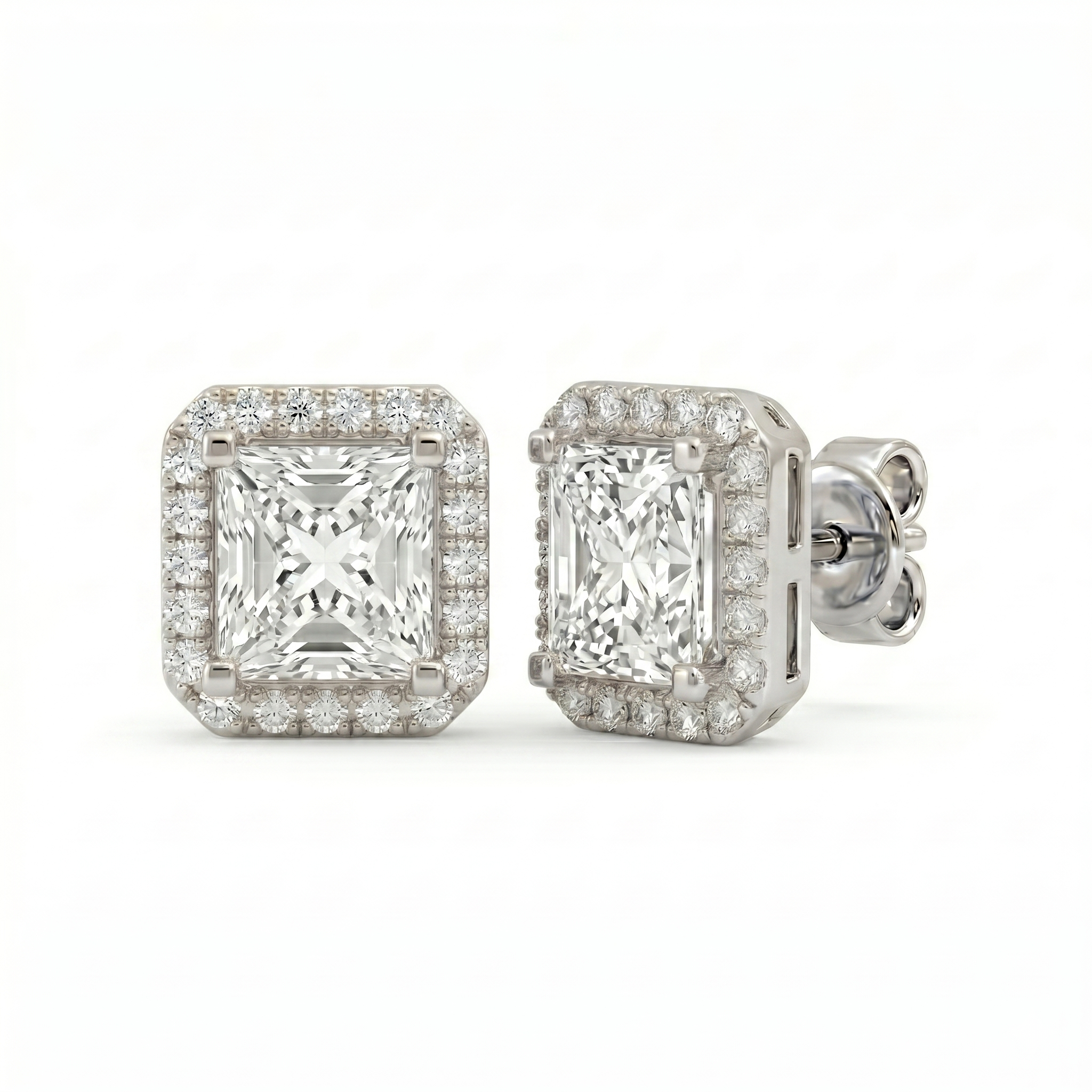 Princess Halo Studs - Basket Setting