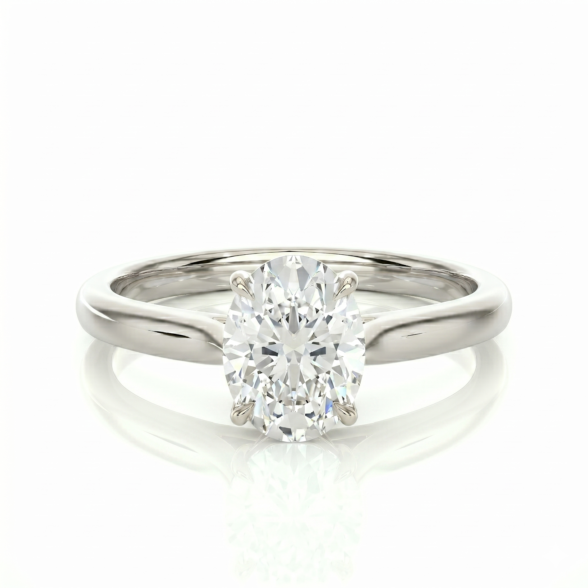 Classic solitaire ring - Oval 1ct