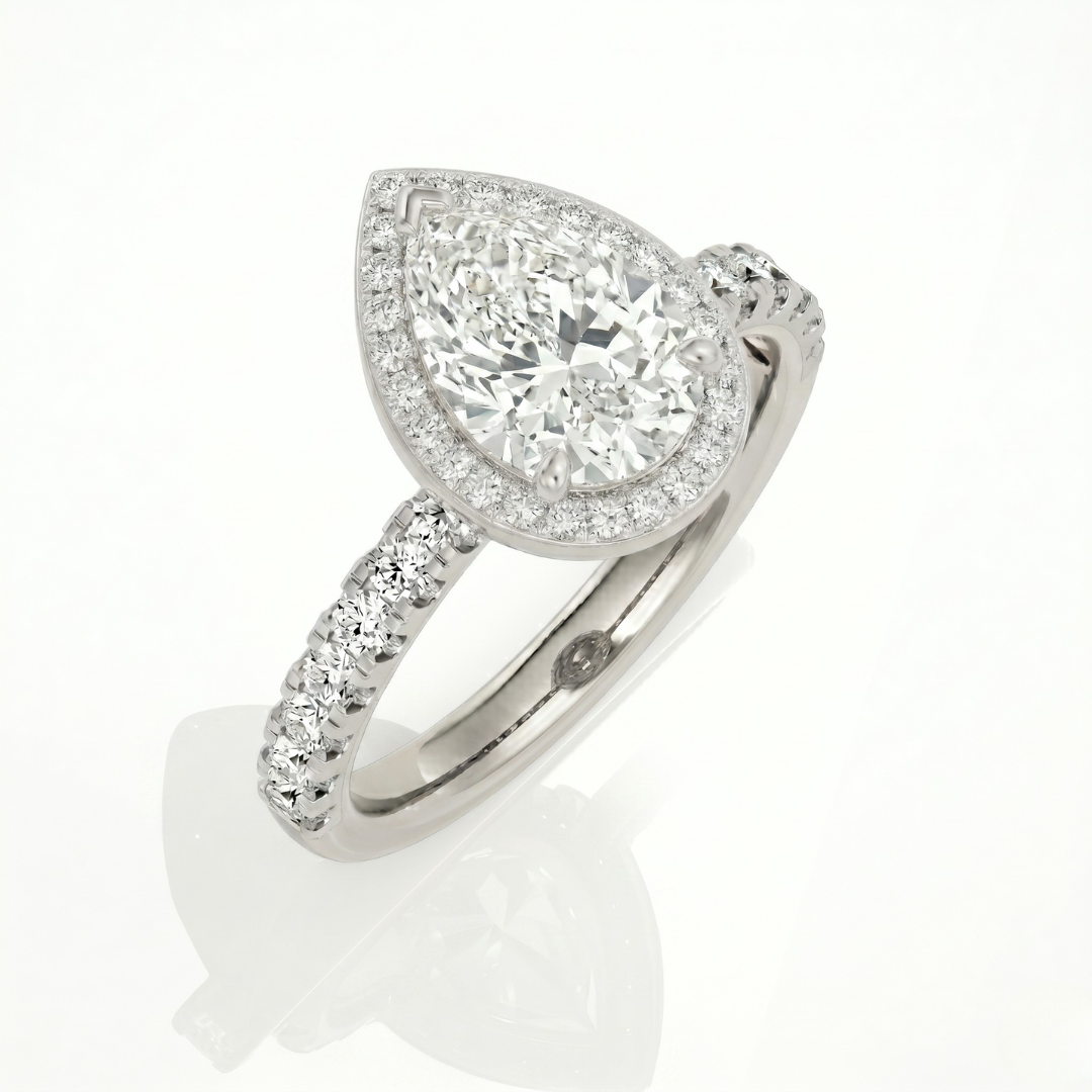 Pear Halo Ring - 2ct