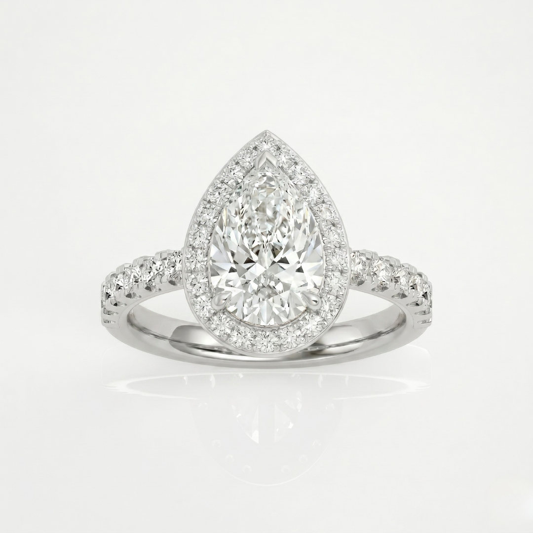Pear Halo Ring - 2ct