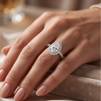 Pear Halo Ring - 2ct