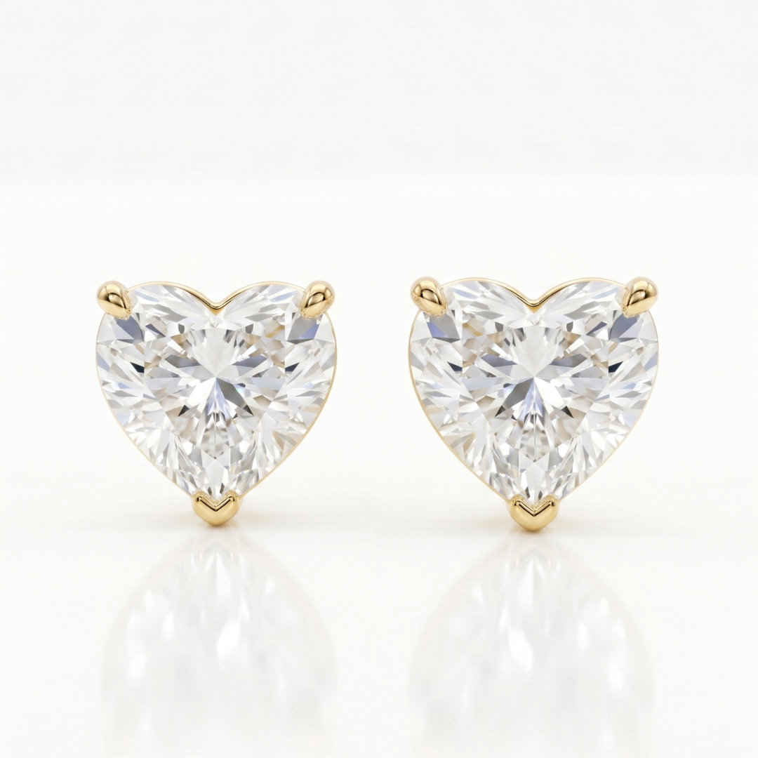 Heart Studs - Martini Setting