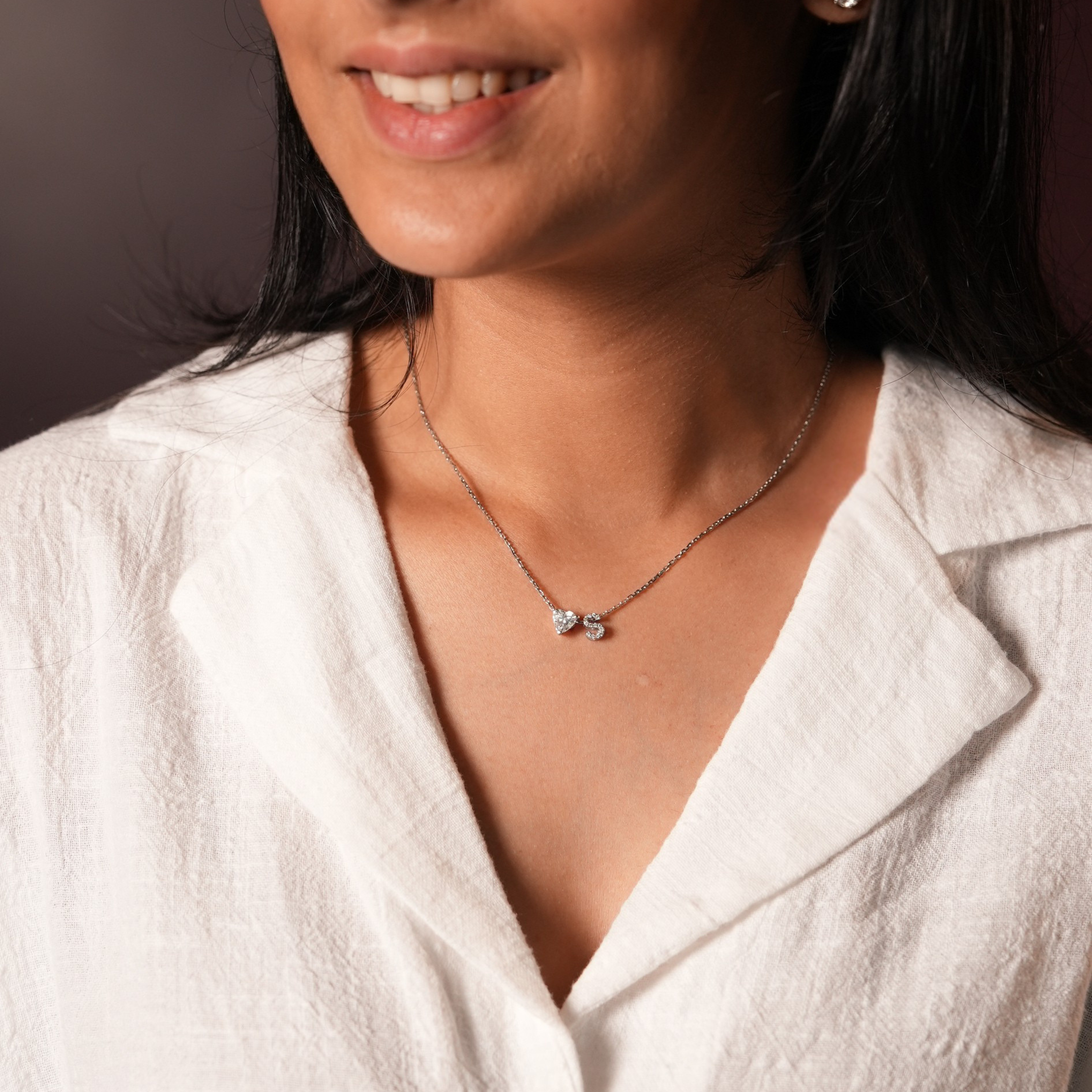 Heart initial necklace