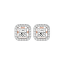 1 ct Princess studs with square halo - Basket setting